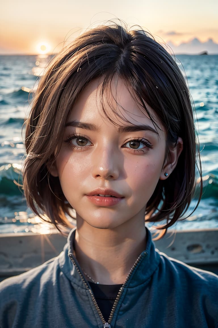  ultra high res, (photorealistic:1.4), raw photo, (realistic face), realistic eyes, (realistic skin), <lora:XXMix9_v20LoRa:0.8>, ((((masterpiece)))), best quality, very_high_resolution, ultra-detailed, in-frame, ocean, waves, beach, seashells, seagulls, sunset, tropical paradise, blue, vast, peaceful, marine life, surfing, sand, dolphins, snorkeling, marine conservation, fishing, boat, coral reefs, maritime