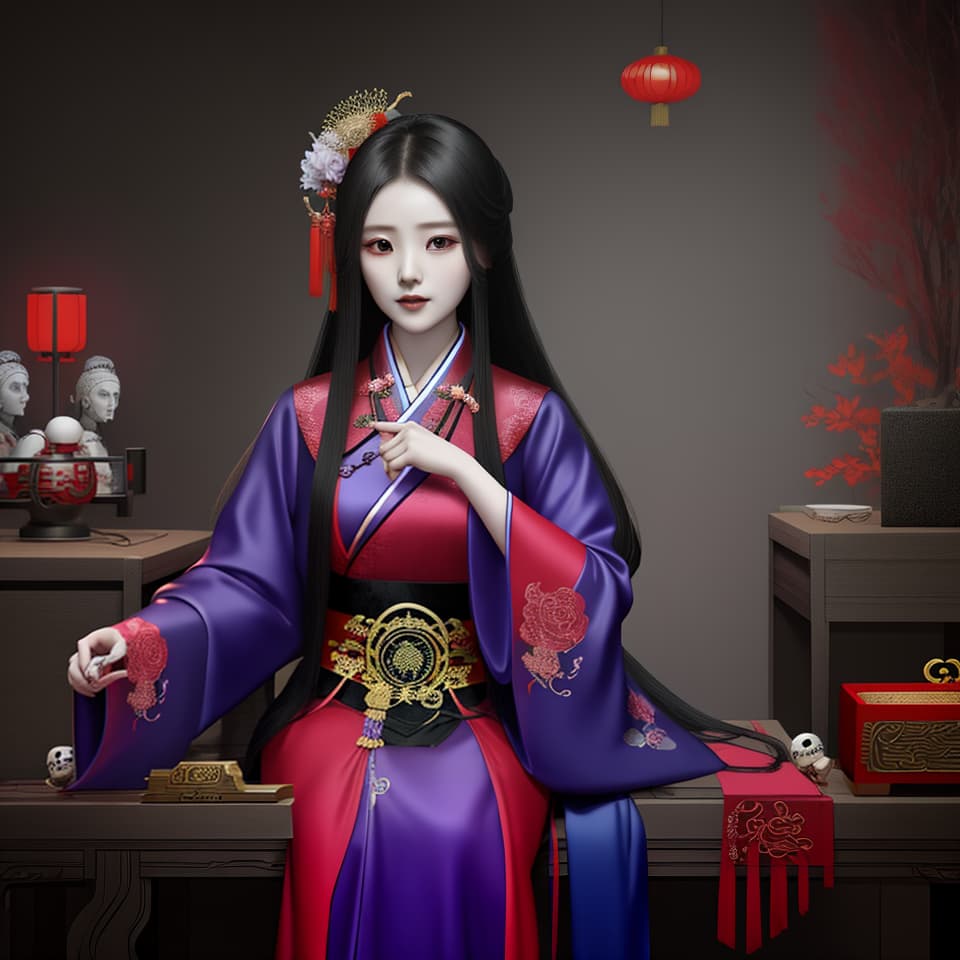  Chinese fairy style, girl, ancient people, occupation: necromancer, control zombies, Hanfu