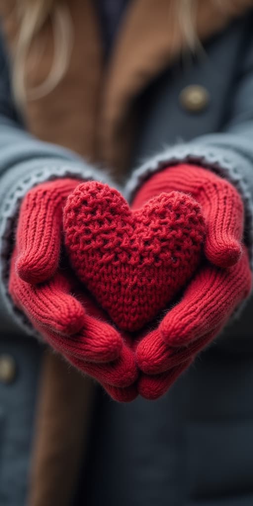  good quality, high quality, woman hands in winter gloves heart symbol