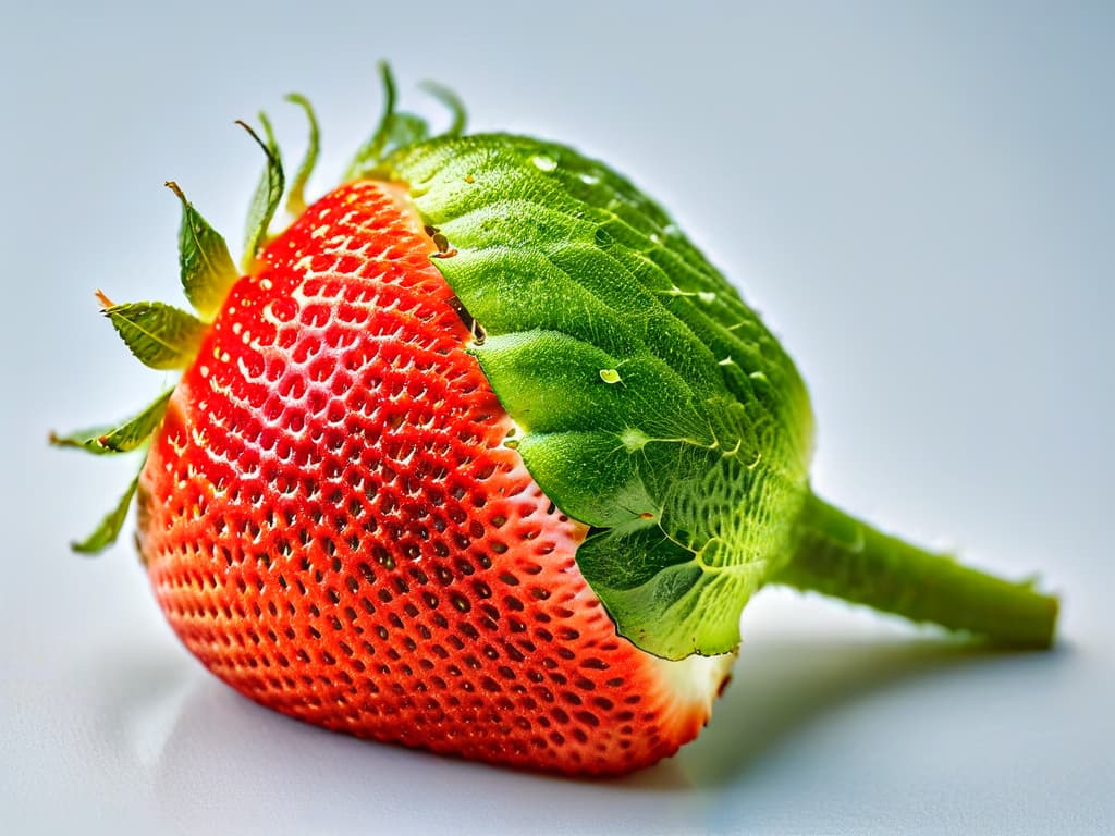  A closeup, ultradetailed image of a perfectly ripe red strawberry sliced in half, showcasing the intricate seed pattern, vibrant color, and glistening texture of the fruit, set against a clean, white background. hyperrealistic, full body, detailed clothing, highly detailed, cinematic lighting, stunningly beautiful, intricate, sharp focus, f/1. 8, 85mm, (centered image composition), (professionally color graded), ((bright soft diffused light)), volumetric fog, trending on instagram, trending on tumblr, HDR 4K, 8K