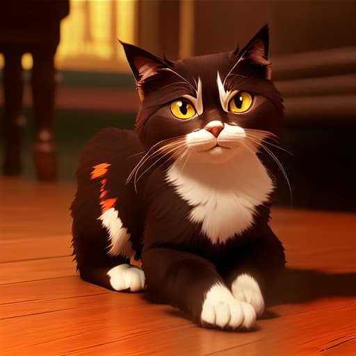 arcane style arcane style, cat with foot bol, (masterpiece:1.4), best quality, high quality, highly detailed, ultra detail, ultra detailed, unreal engine 5, HDR 4K, 8K