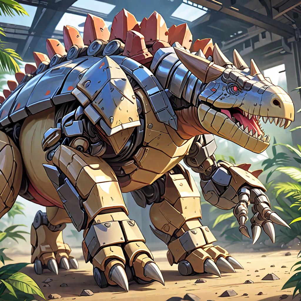  anime style artwork, (masterpiece:1.1), (highest quality:1.1), robotic dinobot Ankylosaurus , anime style, key visual, vibrant, studio anime, highly detailed