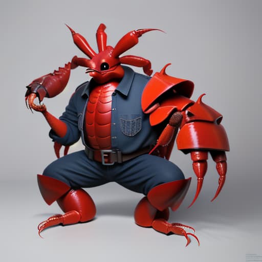  an evil giant lobster who has a chicken as a pet