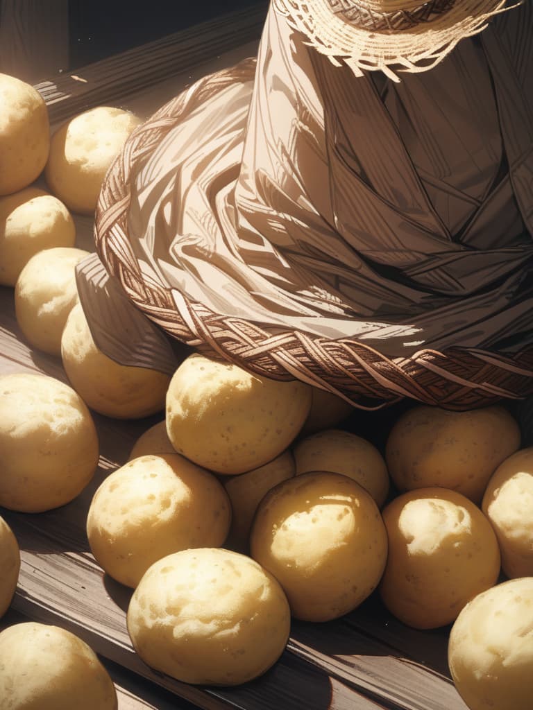  Uncle of muscular farmers, potatoes, straw hats, men, masterpiece, best quality,8k,ultra detailed,high resolution,an extremely delicate and beautiful,hyper detail