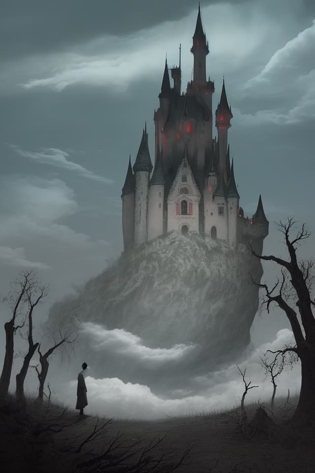  An creepy cloud swirling over the decayed Demon Castle on the cliff