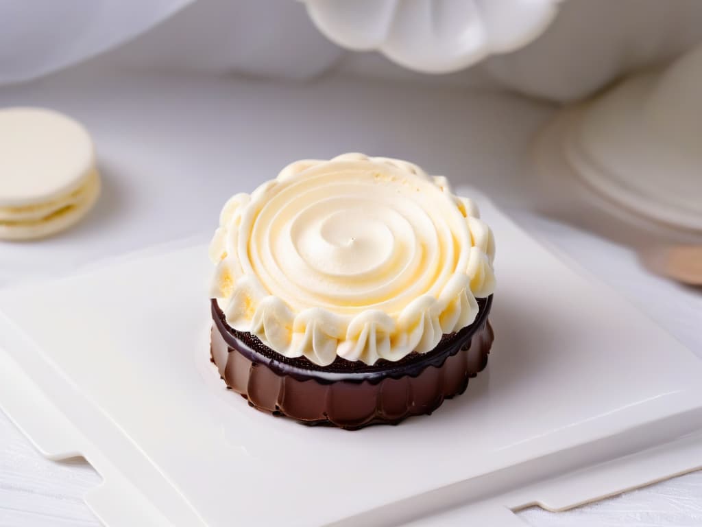  A closeup, ultradetailed 8k image of a delicate chocolate ganache being meticulously piped onto a perfectly symmetrical macaron shell. The smooth, glossy texture of the ganache contrasts beautifully with the light, airy shell, showcasing the precise balance of flavors and textures in the art of pastrymaking. hyperrealistic, full body, detailed clothing, highly detailed, cinematic lighting, stunningly beautiful, intricate, sharp focus, f/1. 8, 85mm, (centered image composition), (professionally color graded), ((bright soft diffused light)), volumetric fog, trending on instagram, trending on tumblr, HDR 4K, 8K