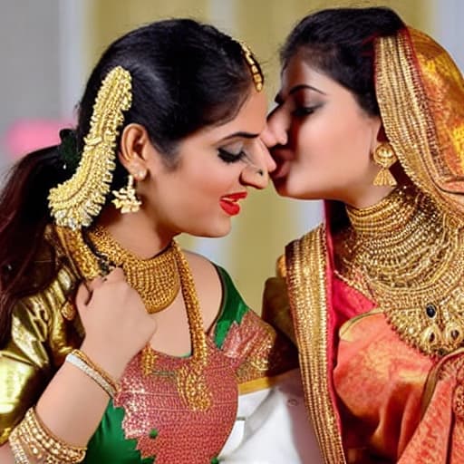  Female India and Female Sri Lanka kiss to Male Pakistan