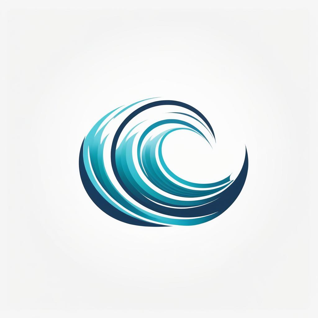  Logo with a wave, white background, logo style, flat