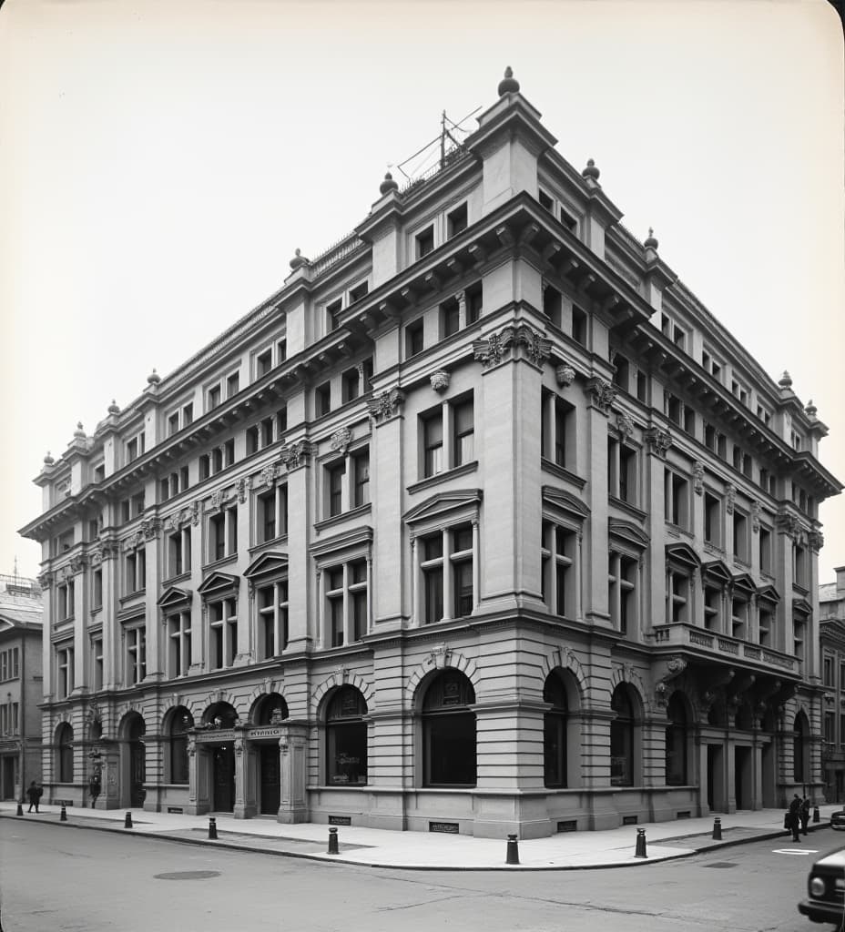  good quality, high quality, photograph of a large central bank in belgrade, 1890