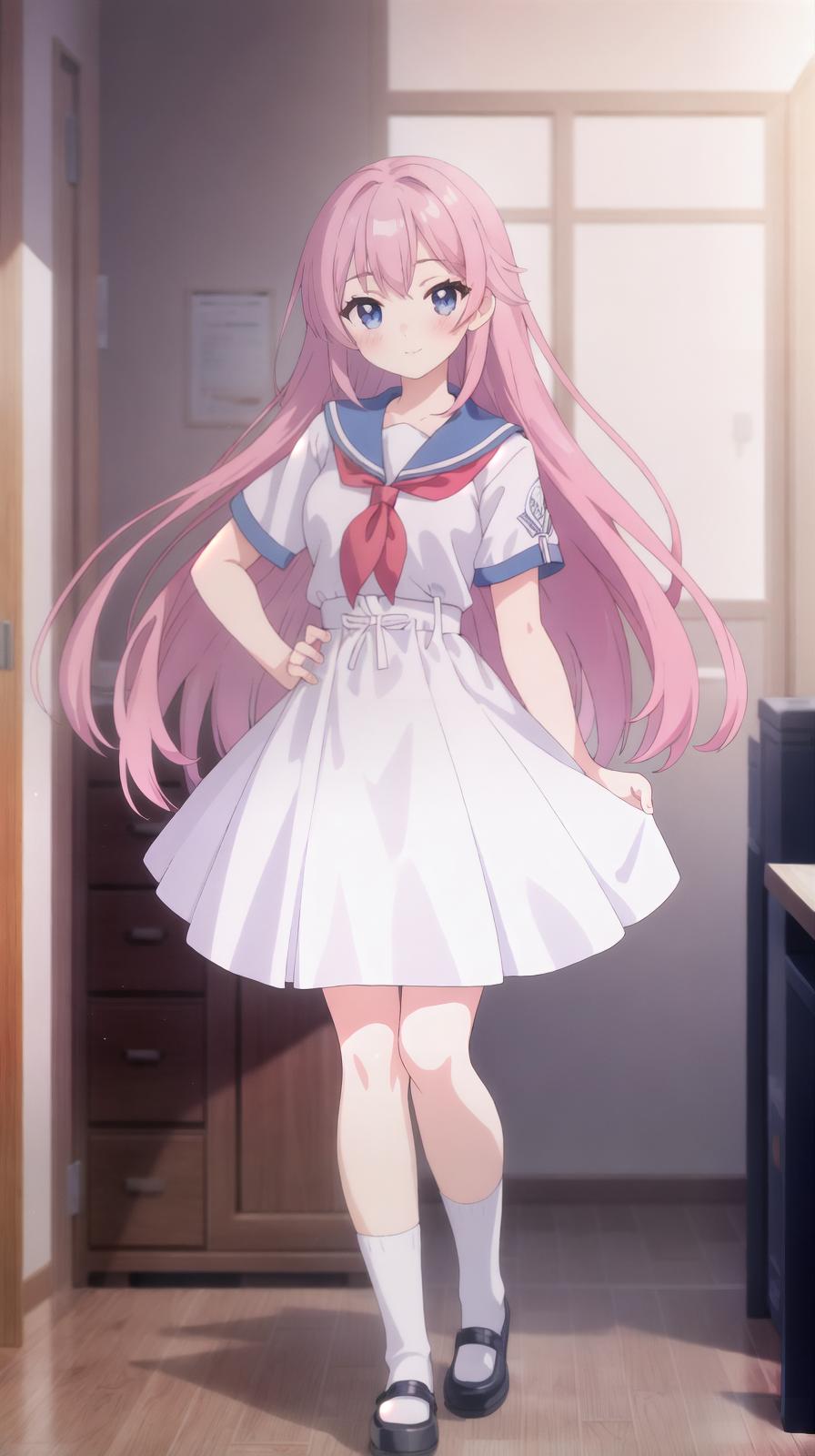  master piece , best quality,game cg,anime,masterpiece,girl high school student,full body pose.