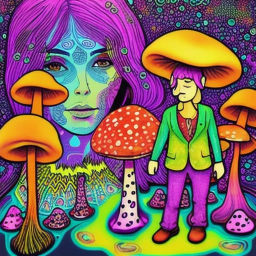  psychedelic woman und man mushrooms