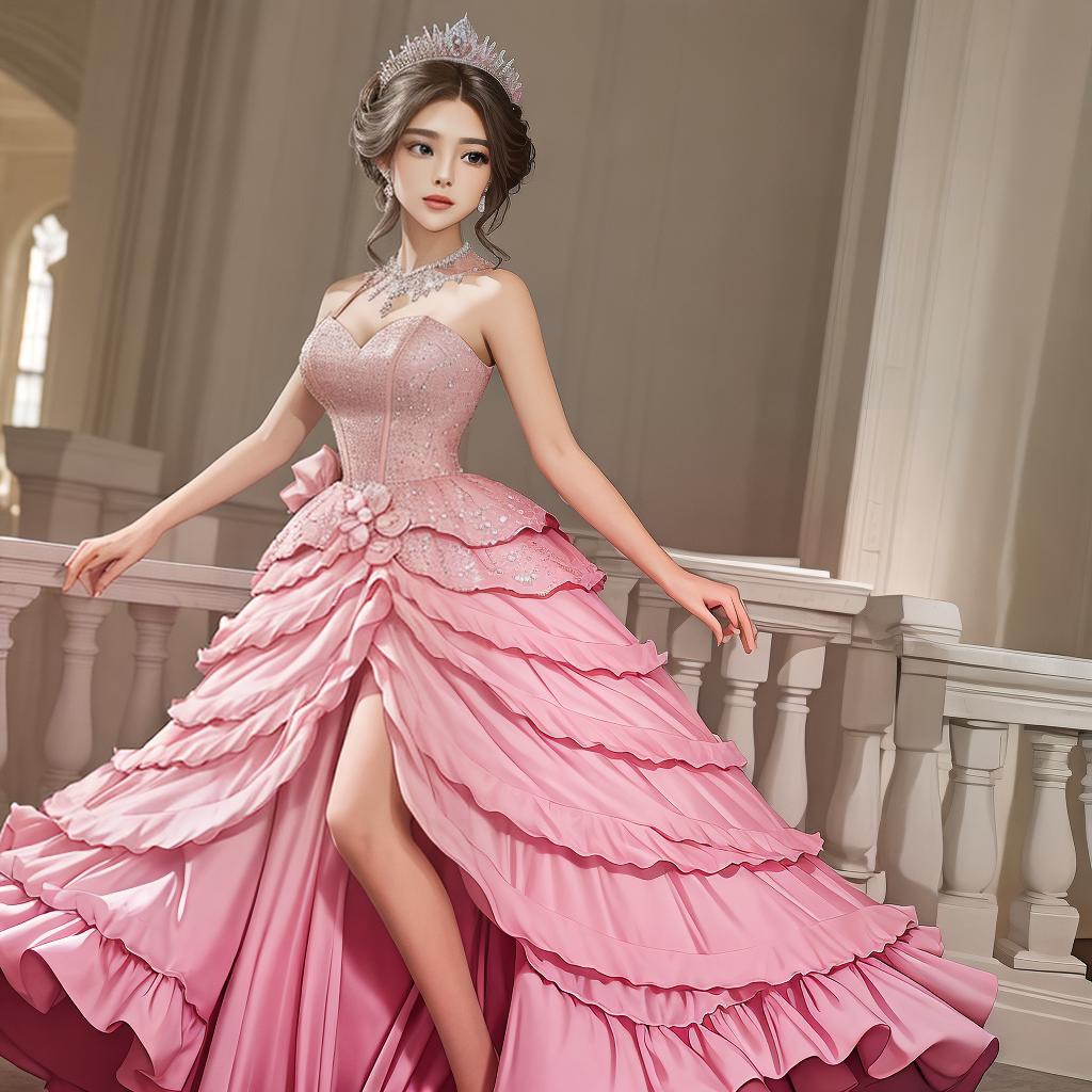  masterpiece, best quality,An elegant princess pink dress ,