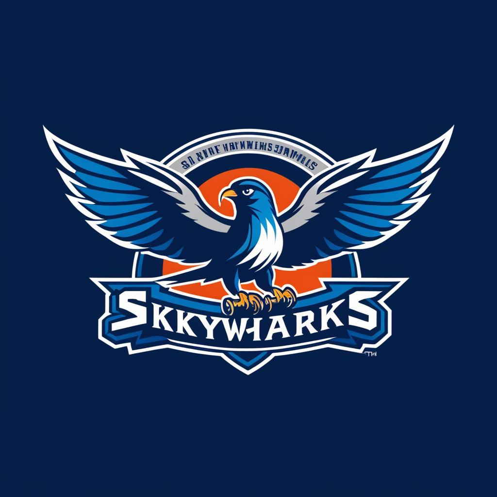  Logo, Sports logo with a bird that says Skyhawks