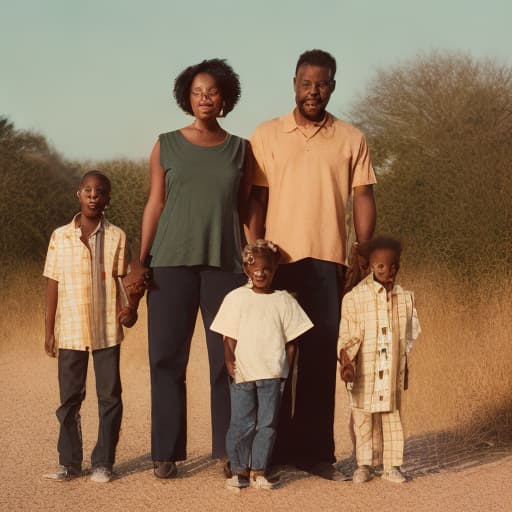 analog style 8k image of prospering african american family of 4, father, mother, son and daughter that have near perfect appearance