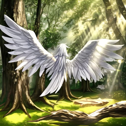  , white wings, wood stump, Forrest, god rays, sun rays