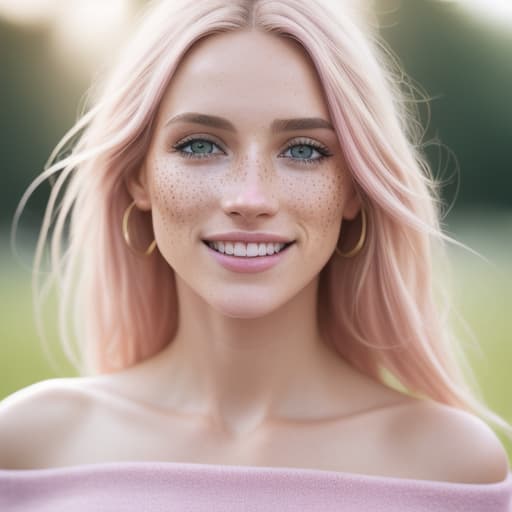  Hyper realistic, ultra detailed photograph of a woman with messy blond hair (pink highlights) wearing an off shoulder slim sweter, laughing out loud and dancing, sunlight fractal details, depth of field, detailed gorgeous face, natural body posture, captured with a 85mm lens, f4. 6, bokeh, ultra detailed, ultra accurate detailed, bokeh lighting, surrealism, urban settin, ultra unreal engine, intricate, epic, freckles ,ultra realistic ,hyper detail, cinematic lighting,, Canon EOS R3, nikon, f/1.4, ISO 200, 1/160s,  RAW, unedited, symmetrical balance, in-frame, dslr, ultra quality, sharp focus, tack sharp, dof, film grain, Fujifilm XT3, crystal clear, 8K UHD, highly detailed glossy eyes, high detailed skin, skin pore
