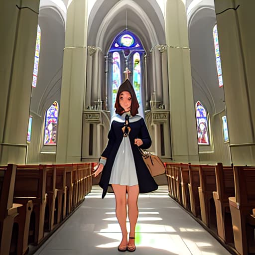  woman into the sacred family cathedral