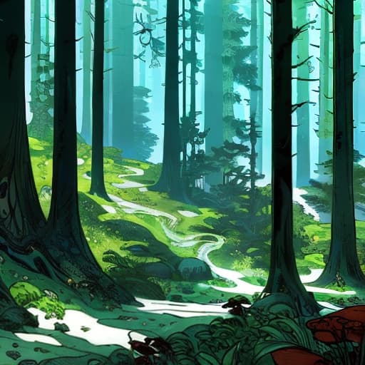  A magical, dreamlike forest in the style of Ivan Bilibin