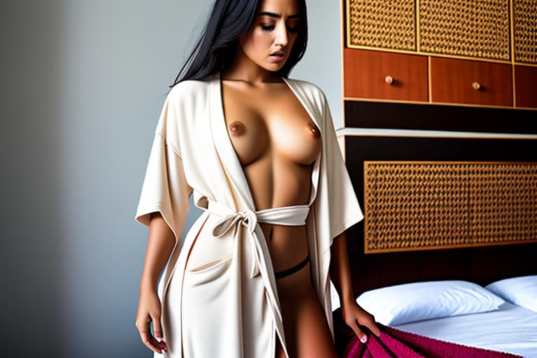  Egyptian girl with in a very loose and open robe.. while she looked very serious