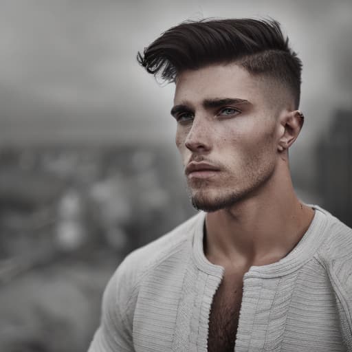 portrait+ style Russian queer junior IFBB brunette hunk dude face