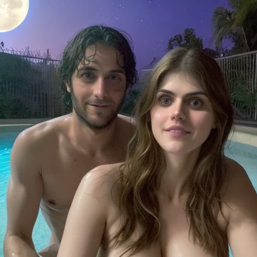  Alexandra Daddario en su luna de miel con su esposo. están teniendo sexo en la ducha. están excitados