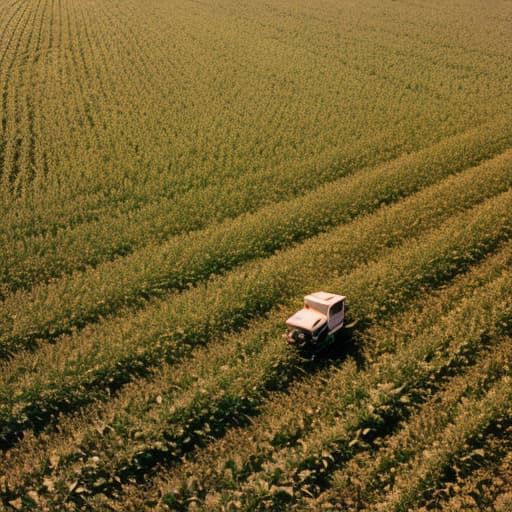 analog style A harvester in a soy field