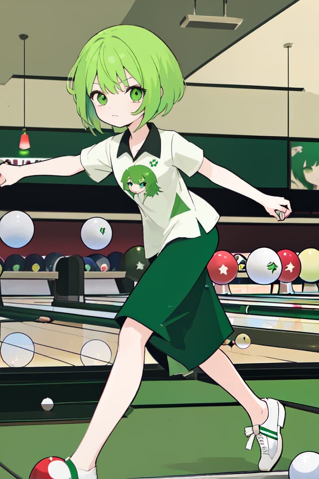  Green hair character to bowling