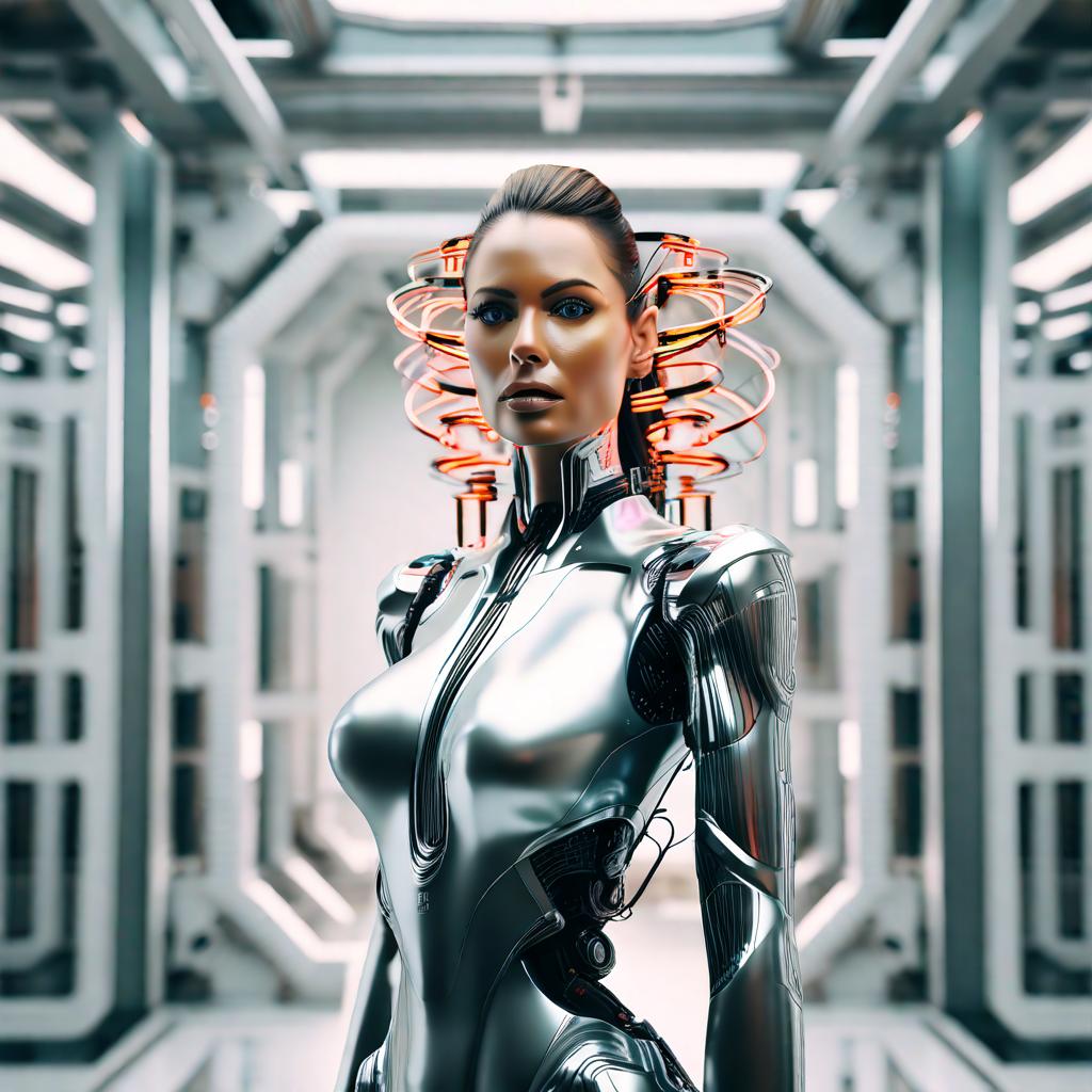  Artificial intelligence takes control over world hyperrealistic, full body, detailed clothing, highly detailed, cinematic lighting, stunningly beautiful, intricate, sharp focus, f/1. 8, 85mm, (centered image composition), (professionally color graded), ((bright soft diffused light)), volumetric fog, trending on instagram, trending on tumblr, HDR 4K, 8K