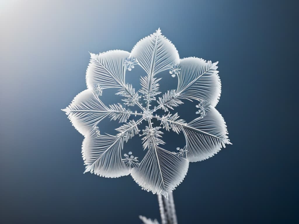  A closeup, ultradetailed image of a single ice crystal forming, showcasing intricate geometric patterns and delicate structures in a minimalist and elegant style. hyperrealistic, full body, detailed clothing, highly detailed, cinematic lighting, stunningly beautiful, intricate, sharp focus, f/1. 8, 85mm, (centered image composition), (professionally color graded), ((bright soft diffused light)), volumetric fog, trending on instagram, trending on tumblr, HDR 4K, 8K