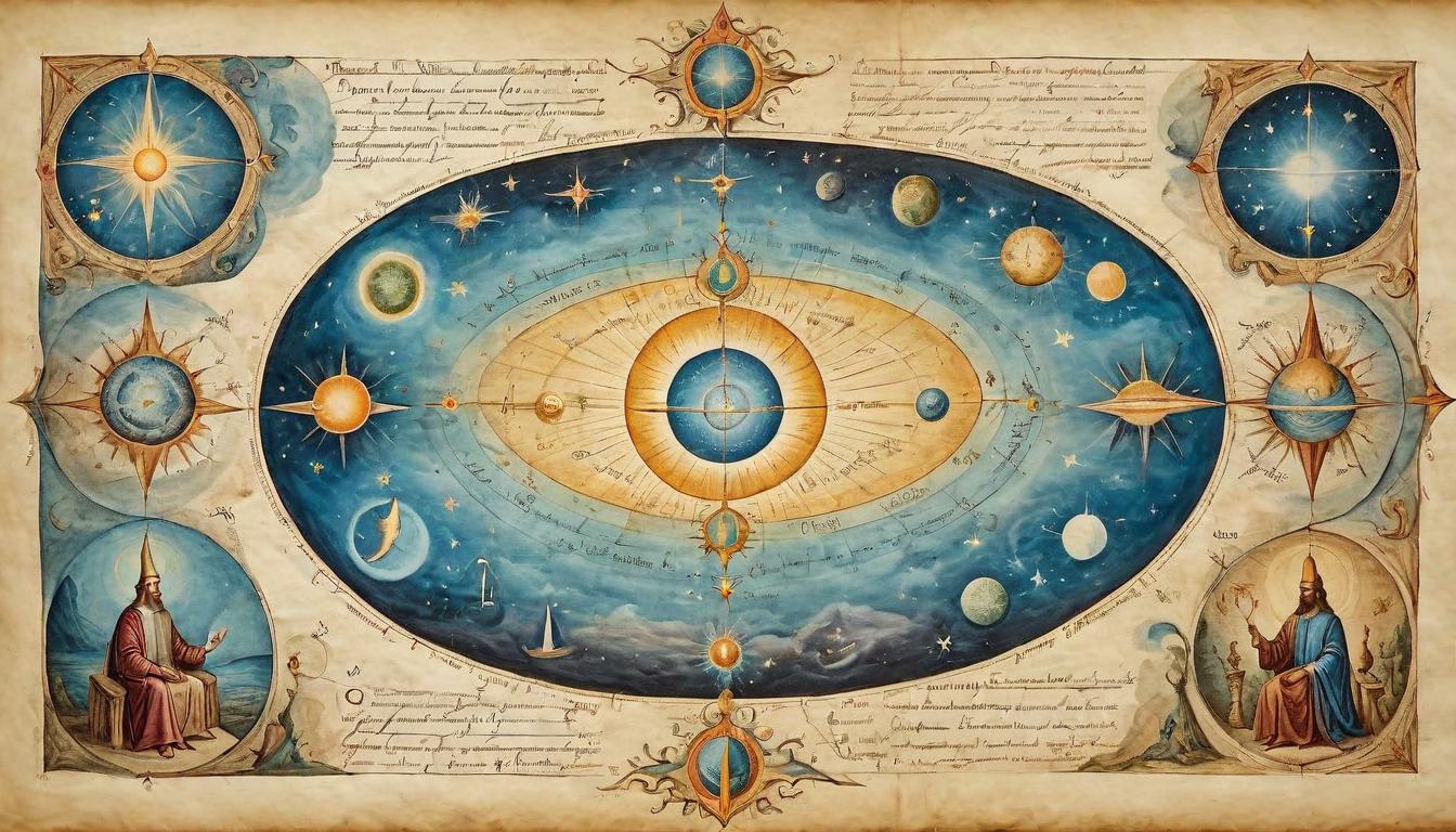  on parchment, surrealism+++, Perfect energy alignment, celestial harmonics, figure glowing with divine resonance, radiant, transcendent(mysterious, provocative, symbolic,muted color)+++