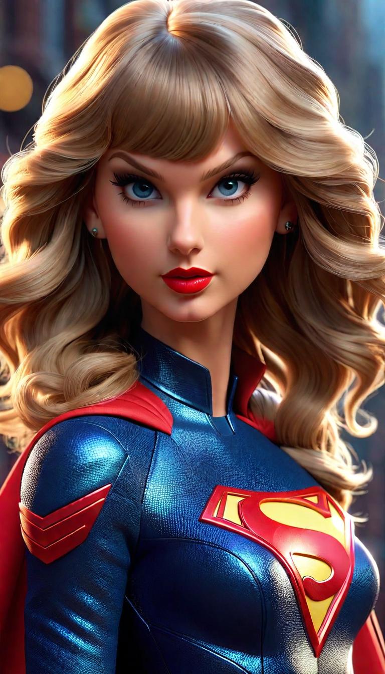  Professional 3D model of Taylor Swift as a random superhero . Rendered with Octane, the model is highly detailed,dramatic lighting. hyperrealistic, full body, detailed clothing, highly detailed, cinematic lighting, stunningly beautiful, intricate, sharp focus, f/1. 8, 85mm, (centered image composition), (professionally color graded), ((bright soft diffused light)), volumetric fog, trending on instagram, trending on tumblr, HDR 4K, 8K