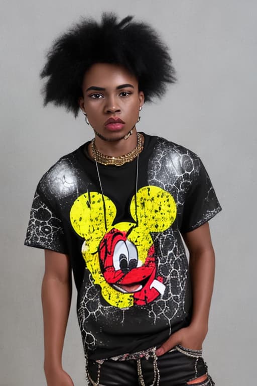  African American Mickey Mouse with amiri shirt