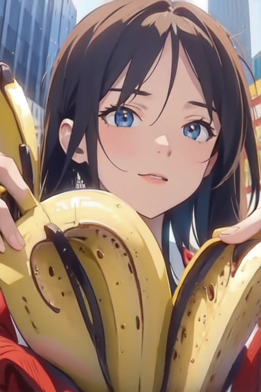  portrait of beautiful , holding a banana