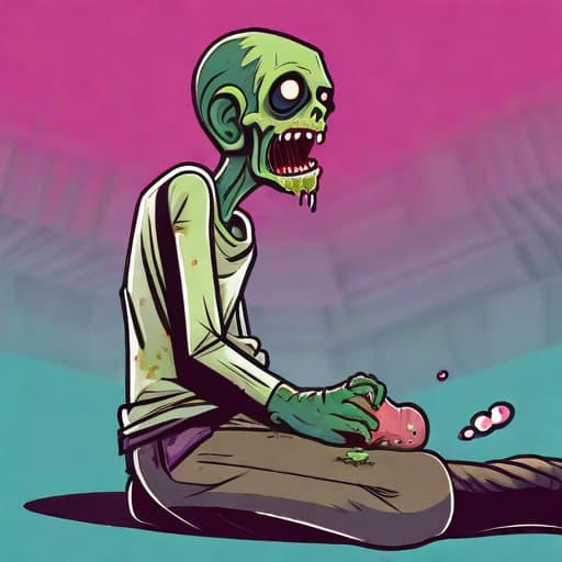  zombie eating a young boy