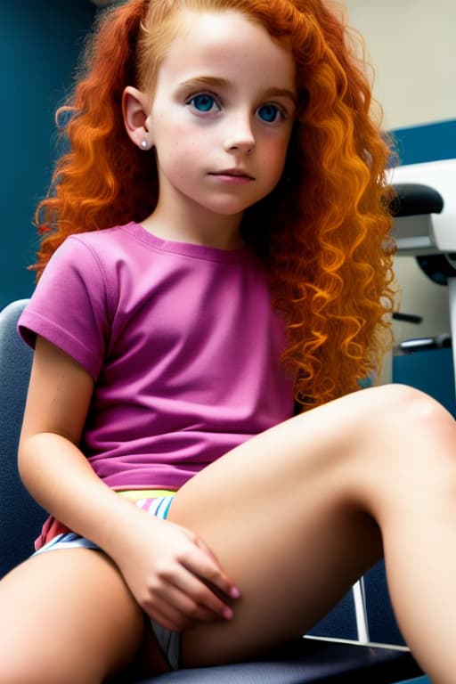 modelshoot style A amber haired youngest tiny  tween  wearing nothing sitting  in a gyno examination table with her    open and a  inside of her 