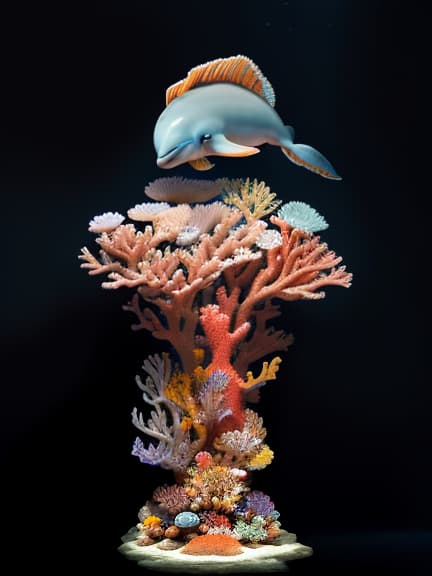  masterpiece, best quality, Most Beautiful in deep sea teeming with vibrant corals, diverse marine life, and enchanting underwater landscapes, full of corals, acrophore, small fishes, anemones, dolphin, various algaes, caves, colorful,all captured in stunning 8k resolution with intricate details.