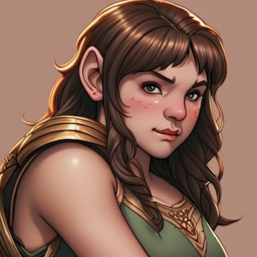  Female Halfling barbarian with brown hair