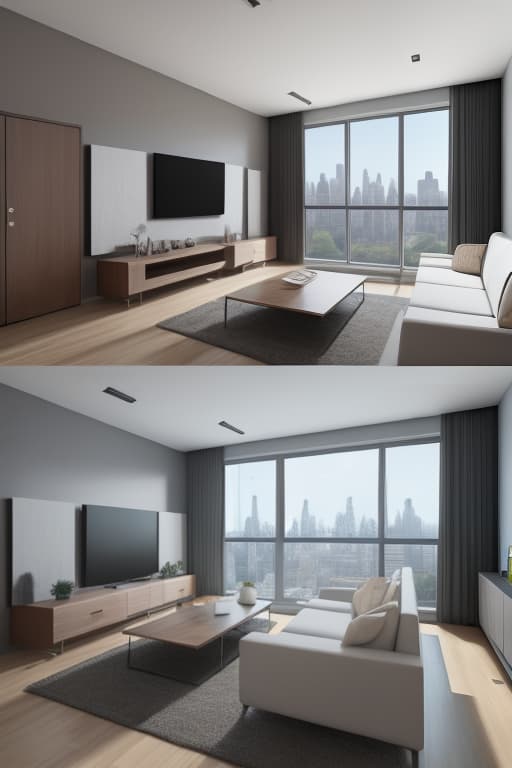  masterpiece, best quality, Best Quality, Masterpiece, 8k resolution,high resolution concept art of an apartment living room with floor to ceiling windows and modern furniture