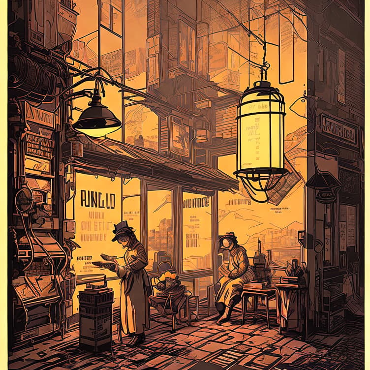 nvinkpunk Create a vintage oil lamp advertisement of 1850 so old newspaper and the overall feel is renaissance vintage.