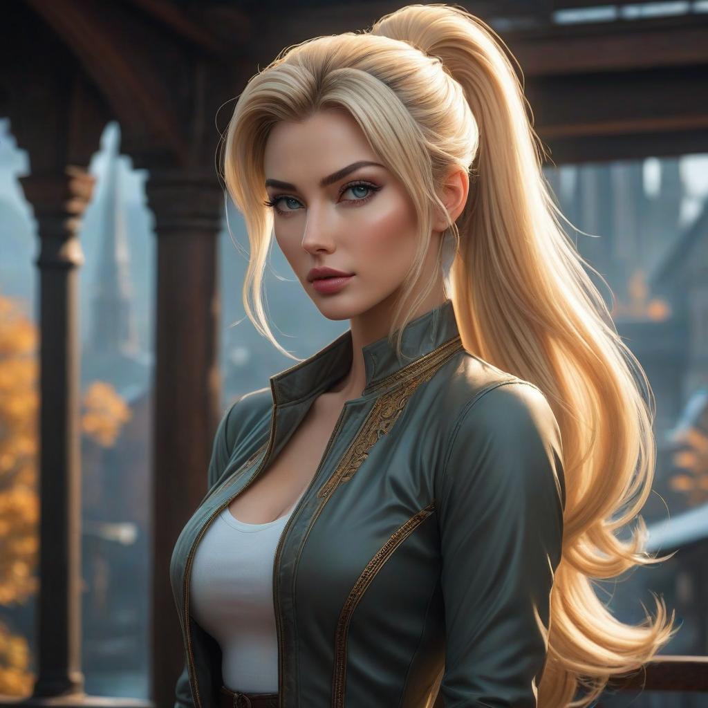  by Alesya Osadchaya and Ilya Kuvshinovin the style of Terry Redlin, Belgian character, blonde ponytail <lora:more art:0.40><lora:faetastic:0.25><lora:midjourney:0.15> hyperrealistic, full body, detailed clothing, highly detailed, cinematic lighting, stunningly beautiful, intricate, sharp focus, f/1. 8, 85mm, (centered image composition), (professionally color graded), ((bright soft diffused light)), volumetric fog, trending on instagram, trending on tumblr, HDR 4K, 8K