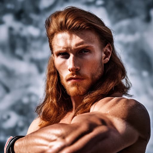 portrait+ style Russian queer fitness model Ginger hunk dude face