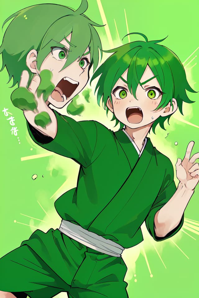  Green hair handsome, Takebayashi tei, shouting