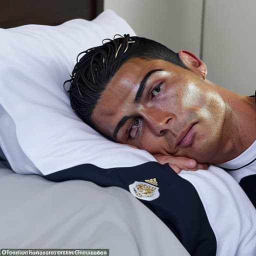  Cristiano Ronaldo overslept and his eyes were red while he was in his bed