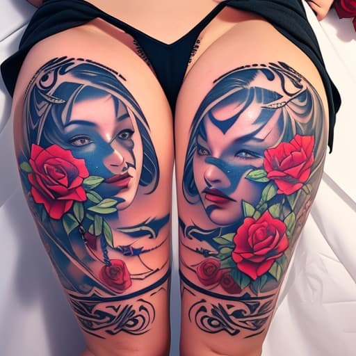  Gemini tattoo with roses