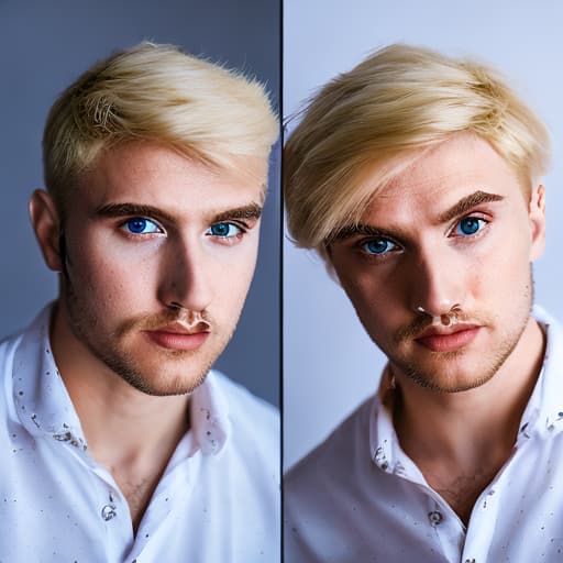 portrait+ style Russian homosexual queer YouTuber blonde hunk dude face