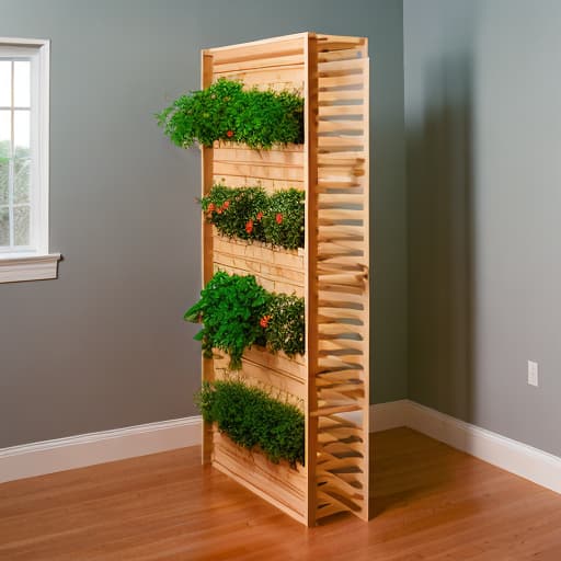 analog style wooden wardrobe 14'x4'x2' and upon this vertical Garden rack system