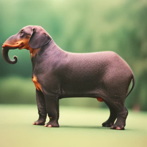 analog style photo of an elephant dachshund hybrid