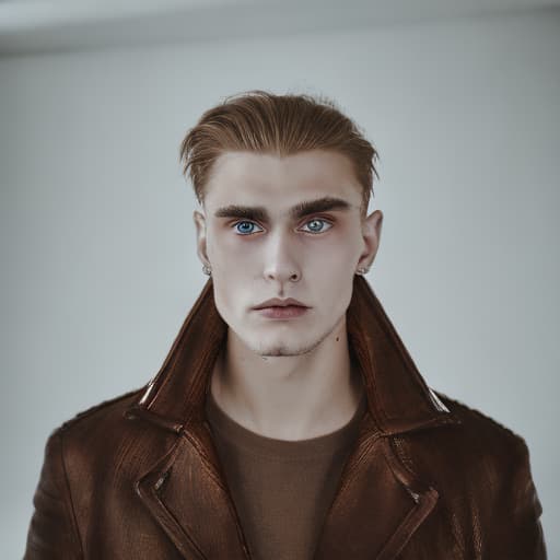 portrait+ style Russian queer vampire blonde hunk dude face