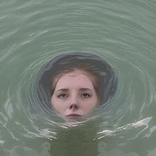  woman's head drowning in lake