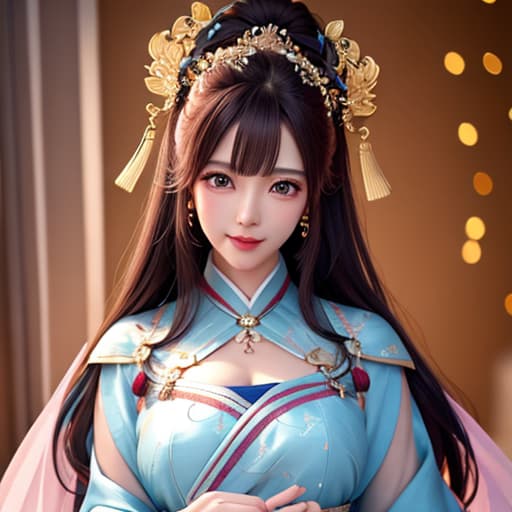  best quality, masterpiece, highres, 1girl,blush,(seductive smile:0.8),star shaped pupils,china hanfu,hair ornament,necklace, jewelry,Beautiful face,upon body, tyndall effect,photorealistic, dark studio, rim lighting, two tone lighting,(high detailed skin:1.2), 8k uhd, dslr, soft lighting, high quality, volumetric lighting, candid, Photograph, high resolution, 4k, 8k, Bokeh hyperrealistic, full body, detailed clothing, highly detailed, cinematic lighting, stunningly beautiful, intricate, sharp focus, f/1. 8, 85mm, (centered image composition), (professionally color graded), ((bright soft diffused light)), volumetric fog, trending on instagram, trending on tumblr, HDR 4K, 8K